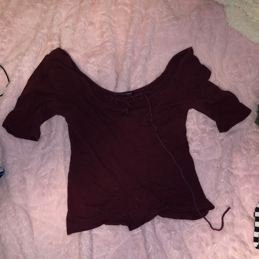 maroon “fancy” cropped top